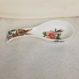 Spoon Rest Ceramic Spring Easter Floral Bunny Rabbit Maxcera
